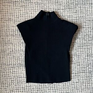 Zara Black Knit Mock Neck Top